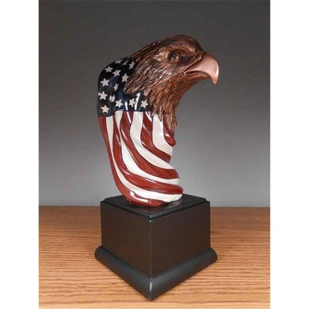 MARIAN IMPORTS Marian Imports F55150 Eagle Head With Flag Bronze Plated Resin Sculpture 55150